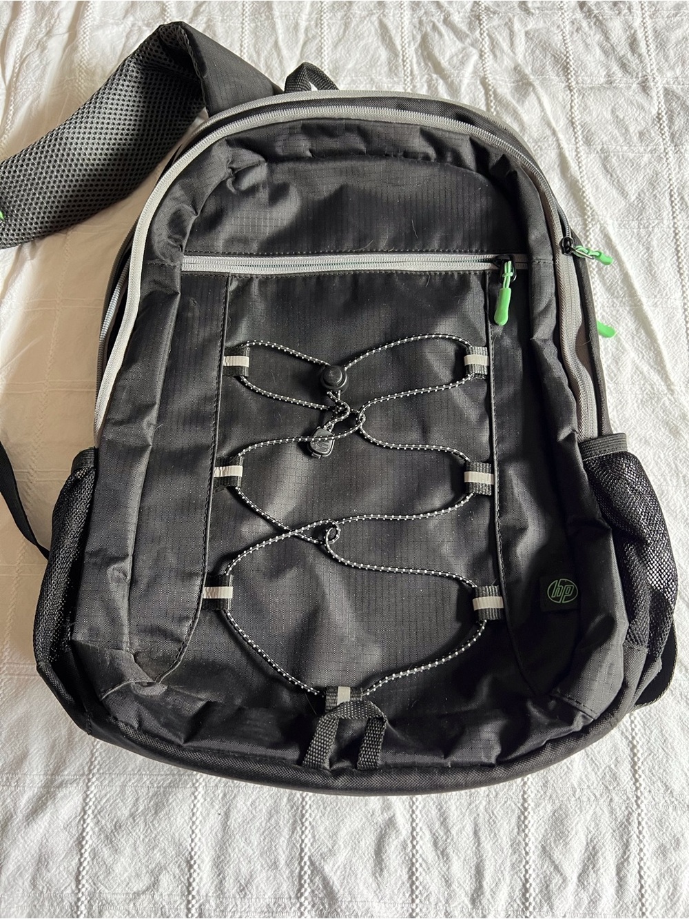 HP Black Backpack with Green Accents. Padded Protection for Your Laptop or IPad